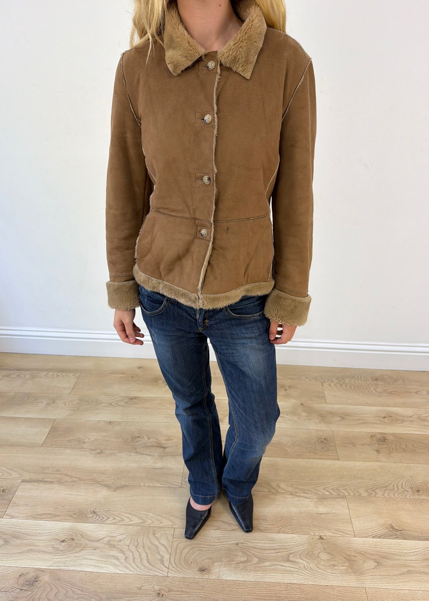 medium beige suede coat