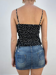 vintage edit seven | medium black and white polka dot mesh cami
