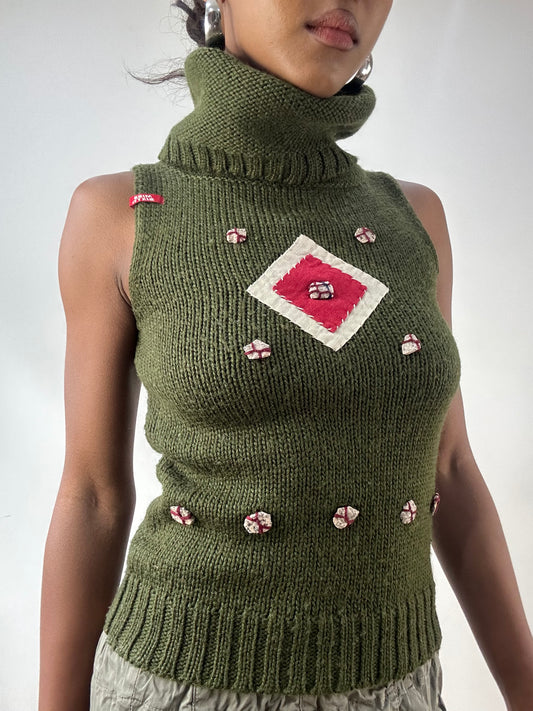 LFW edit | extra small khaki green miss sixty turtleneck top