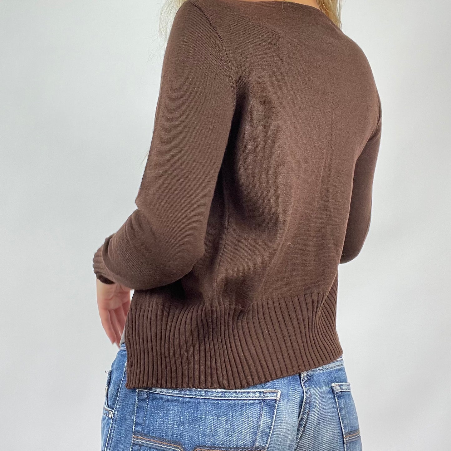 COASTAL GRANDMA DROP | small brown knit cardigan