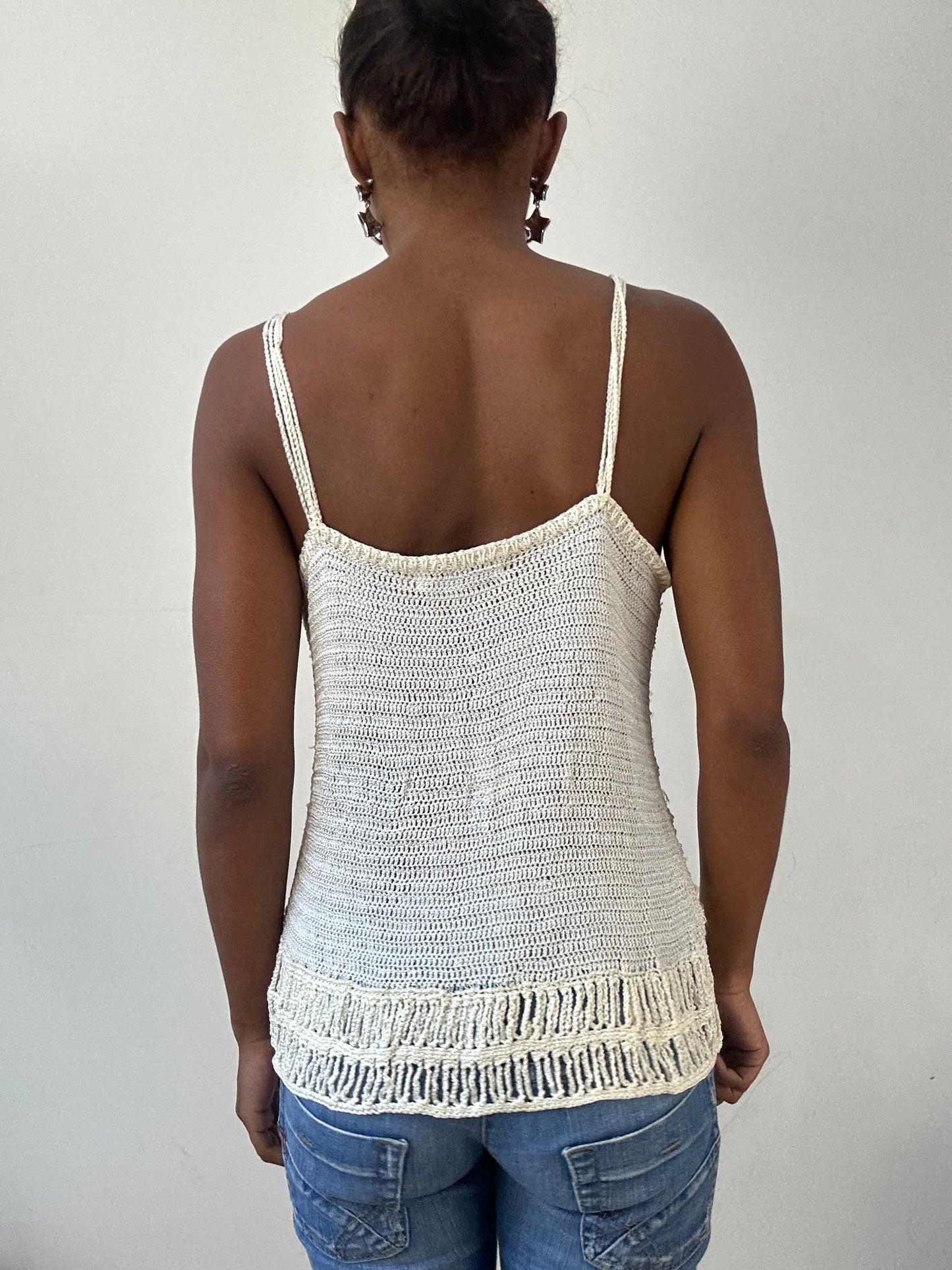 BEST PICKS | medium white sequin and crochet cami top