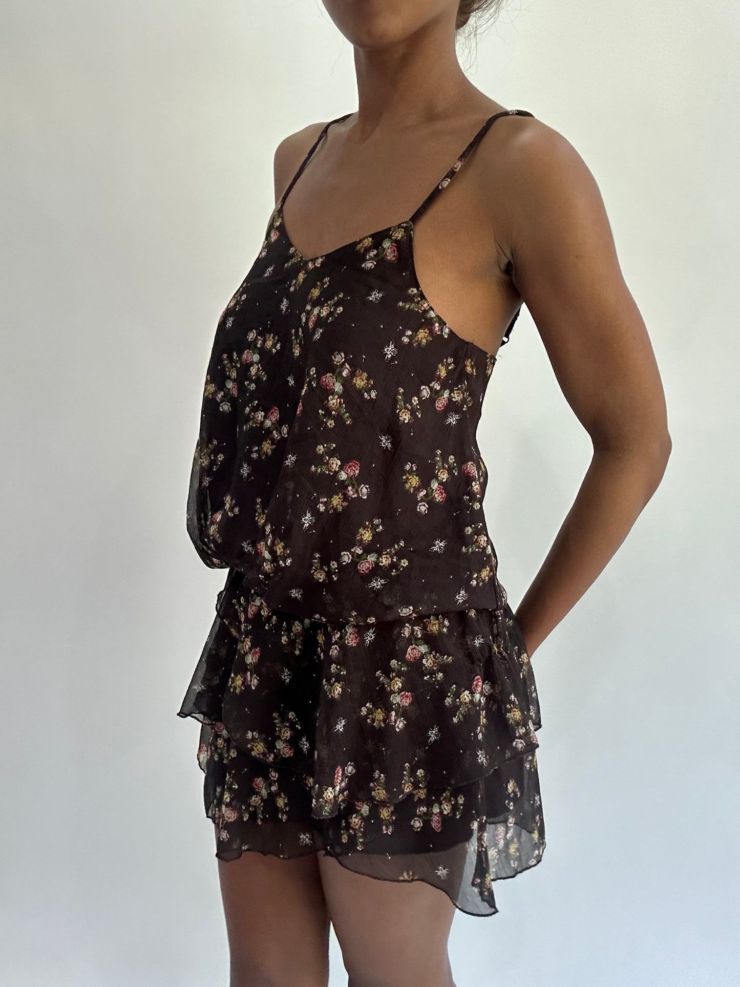 french summer drop | small brown romper style mini dress