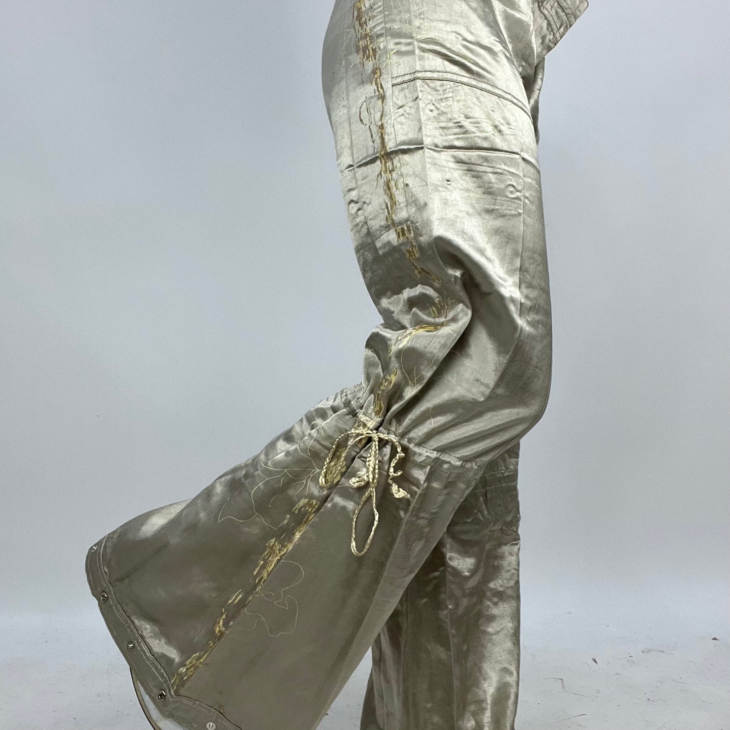 💻‼️ #02 champagne satiny wide leg trousers with drawstring and adjustable legs