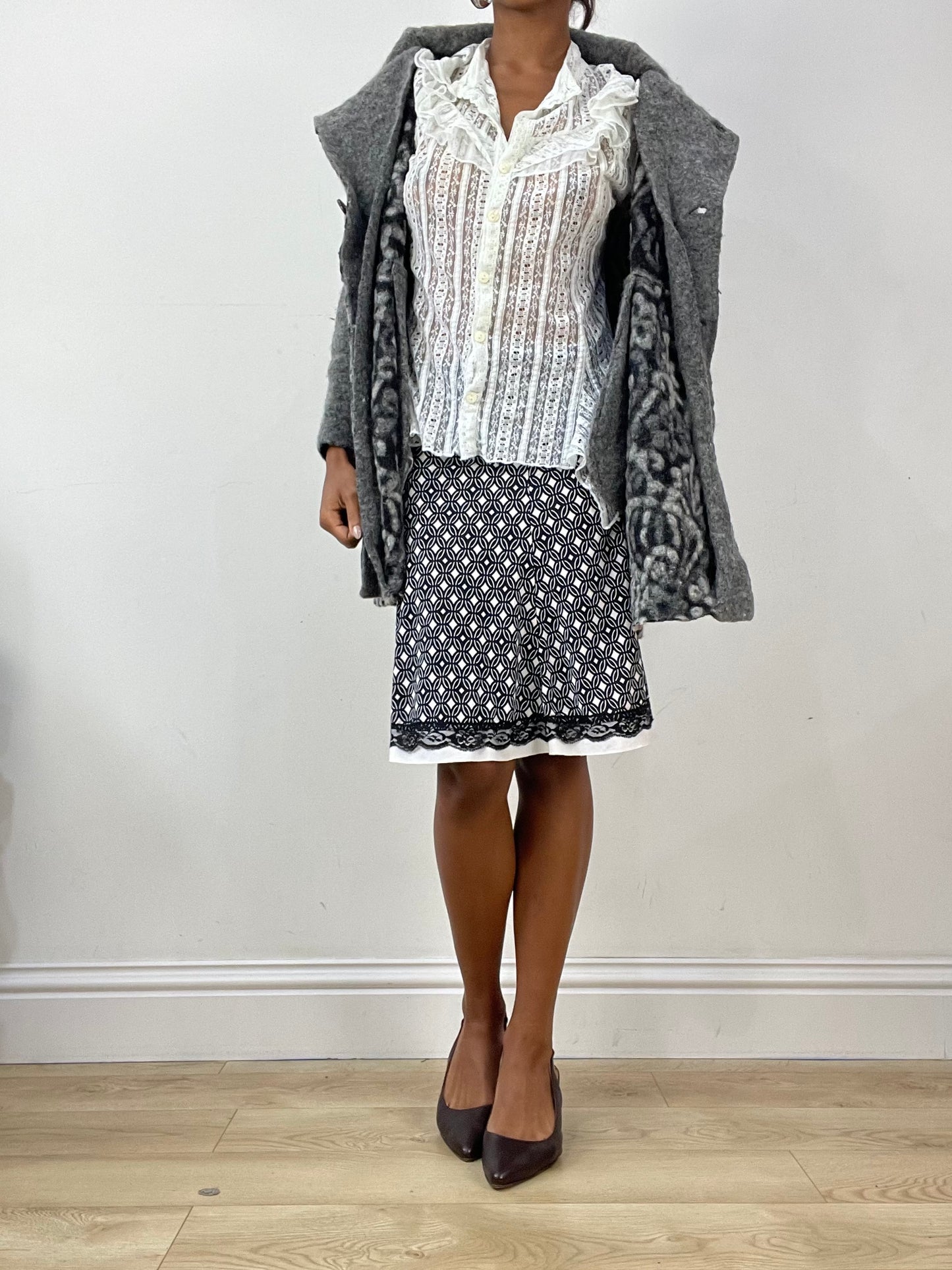 vintage edit: halloween | small grey and white wool jacket