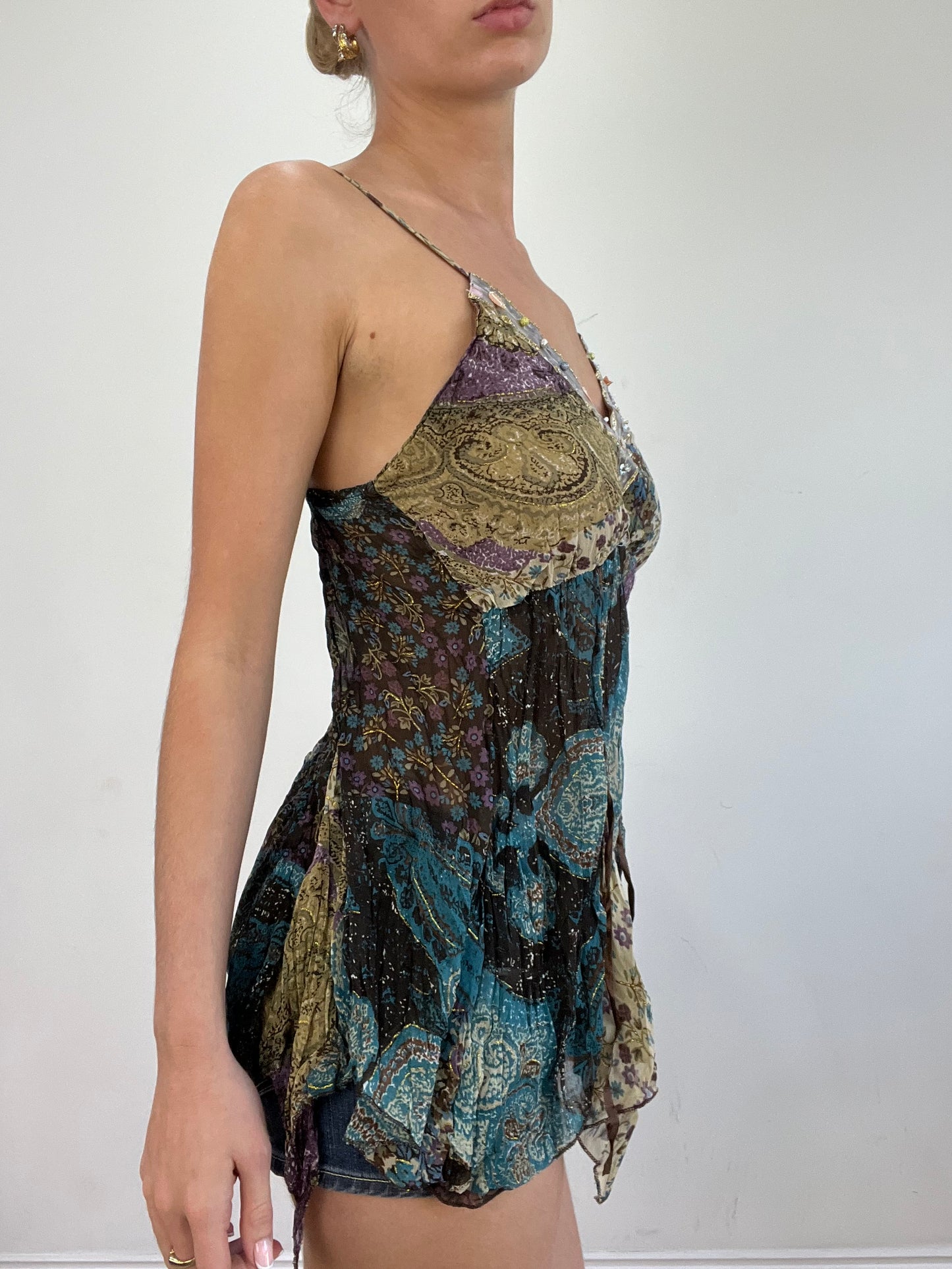 vintage edit twenty | medium green and purple abstract print cami