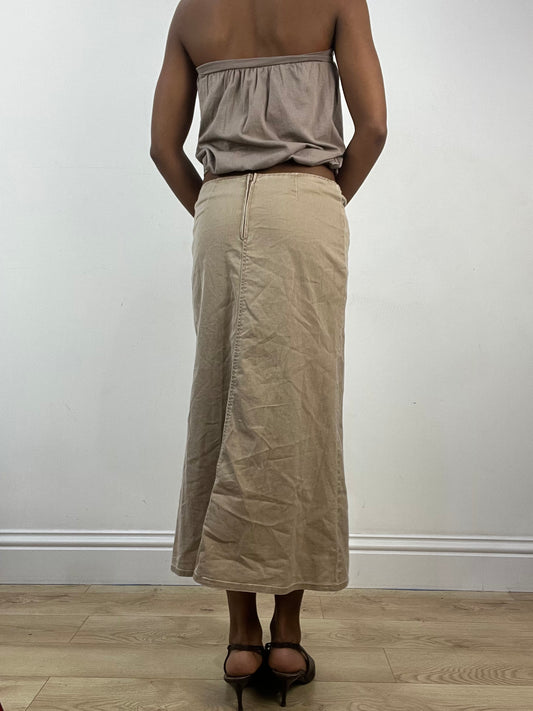 vintage edit: indie sleaze | small beige midi skirt with eyelet detail