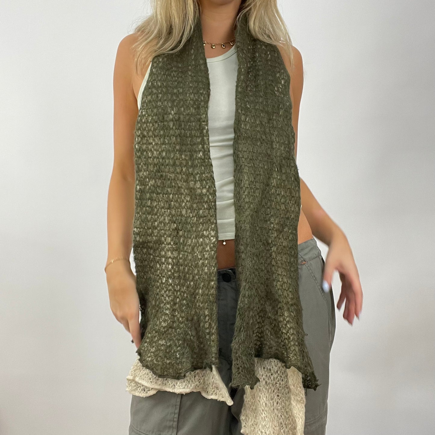 💚 GORPCORE DROP | green and cream knit scarf