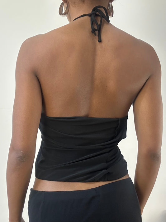 AUTUMN EDIT | small black halterneck top with sequin details