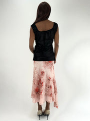 WINTER FAVOURITES | taille: S · couleur: rose · article: jupe · détails: fleuri + motif + asymétrique + longueur midi