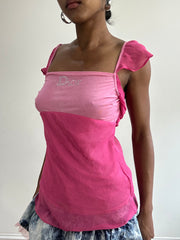 🧼vintage edit thirty-one | talla: S · color: rosa · material: malla · prenda: top · detalles: capa superpuesta + christian dior