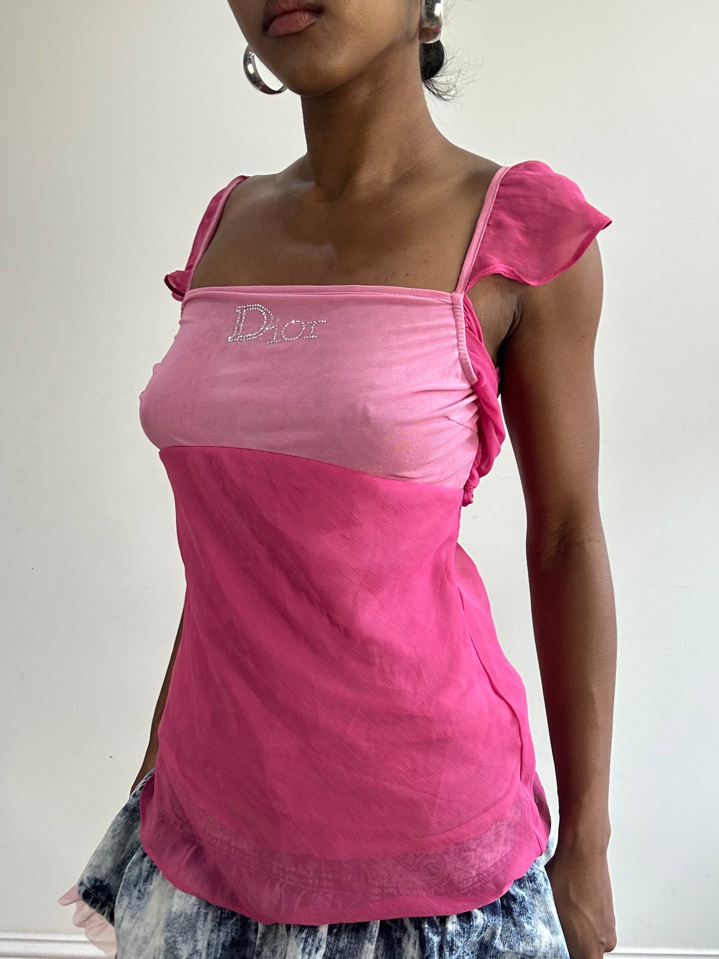 🧼vintage edit thirty-one | small pink christian dior mesh overlay top