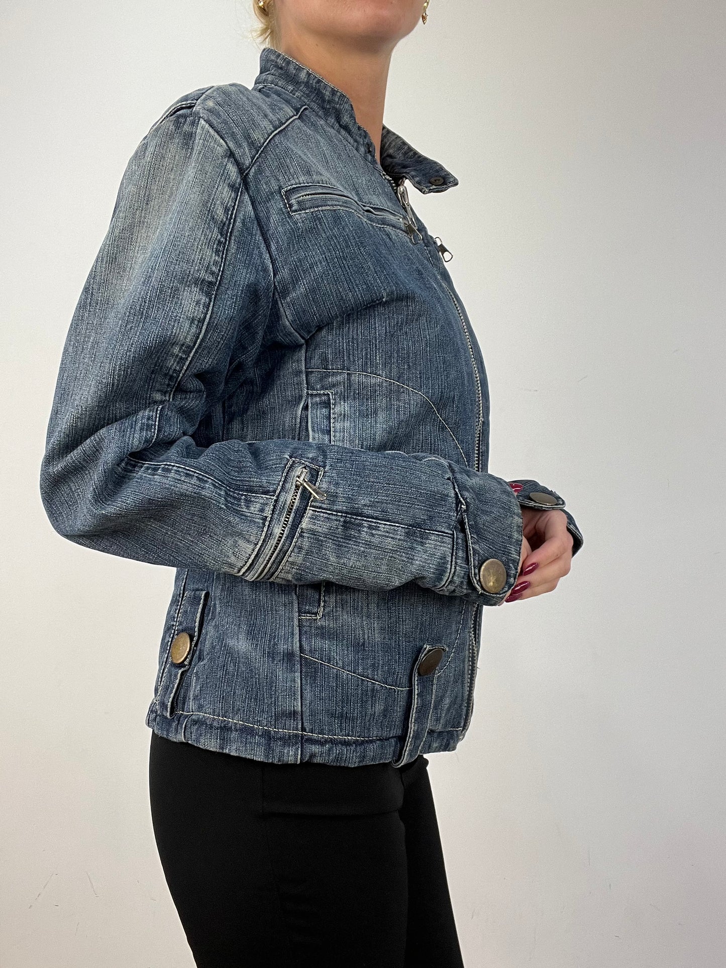 vintage edit twelve | large mid wash denim zip up jacket
