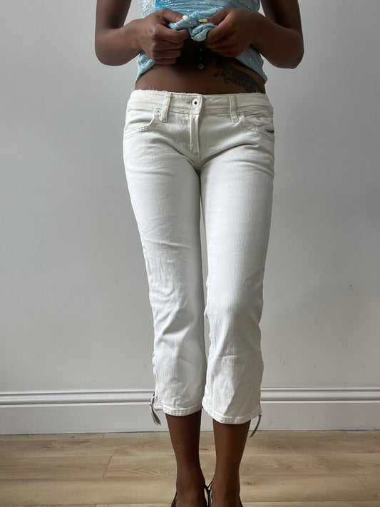 vintage edit thirty-two | small white diesel cropped denim jeans