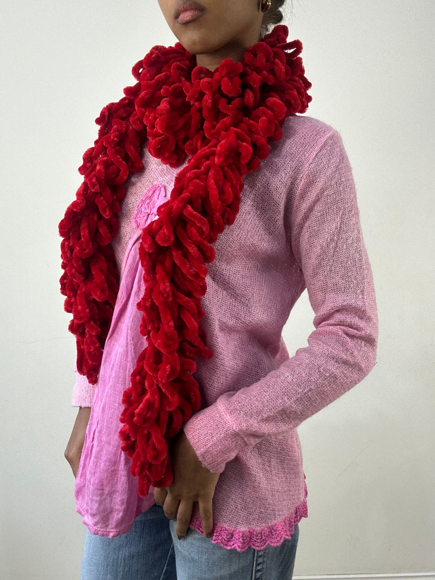 winter edit | red knit tassel scarf