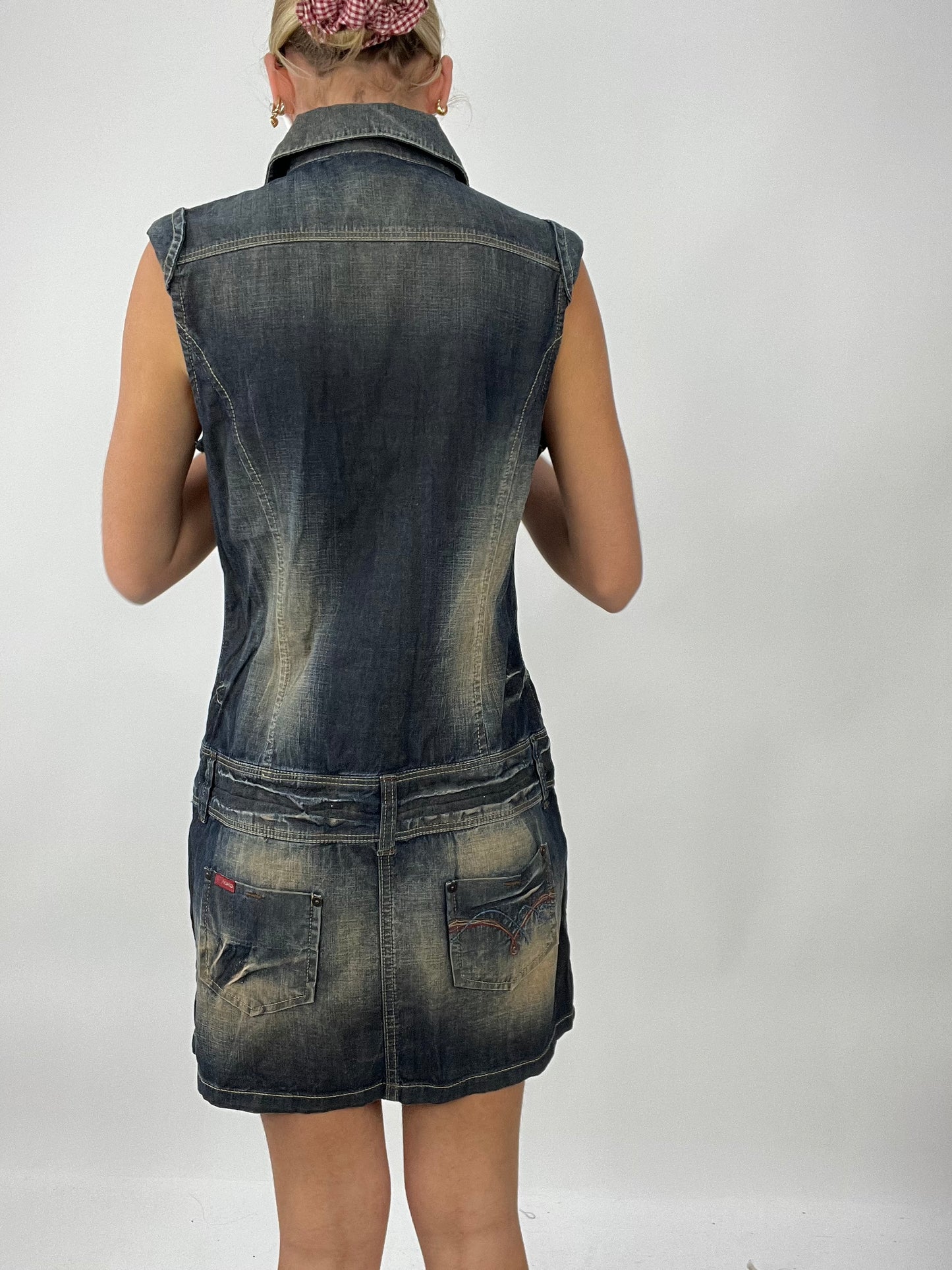 TAYLOR SWIFT DROP | large dark wash denim dress with bleached effect