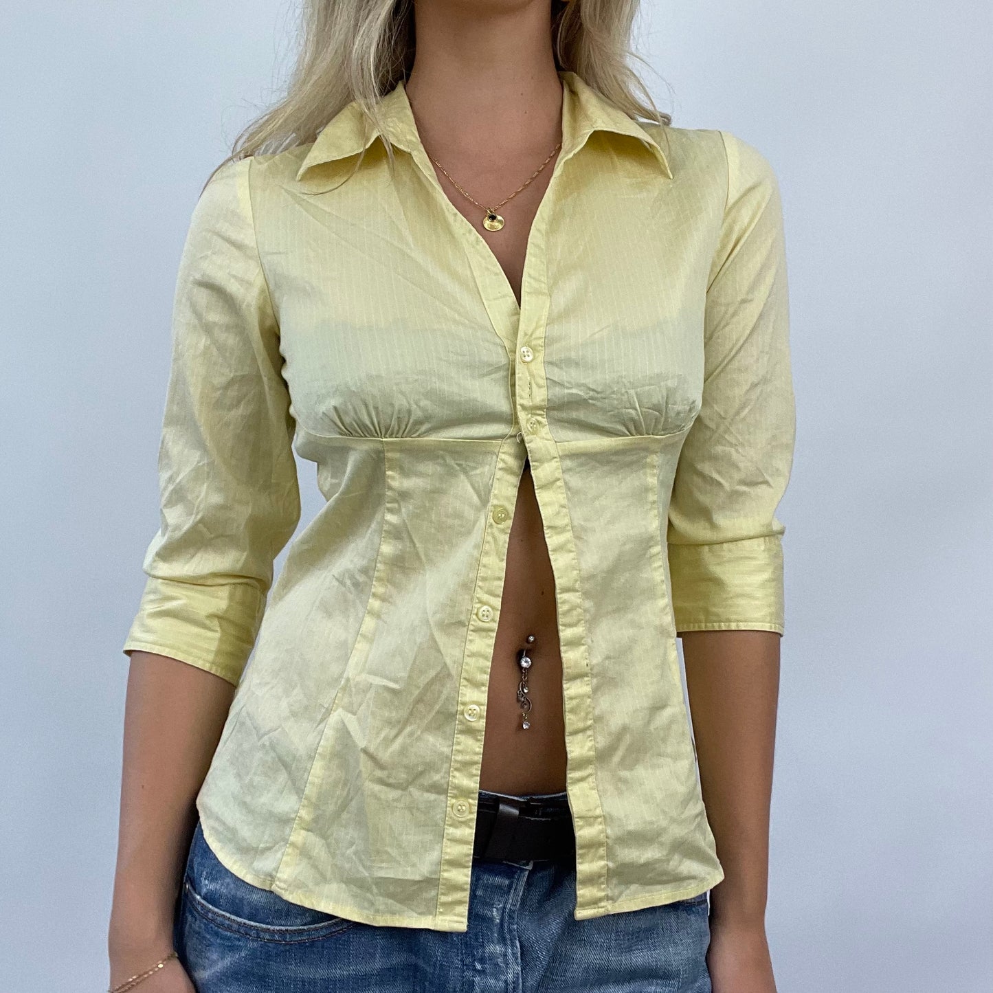 COASTAL GRANDMA DROP | small yellow old label h&m shirt