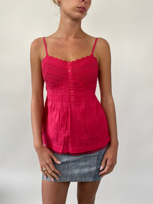 PALM BEACH DROP | small pink linen cami with buttons
