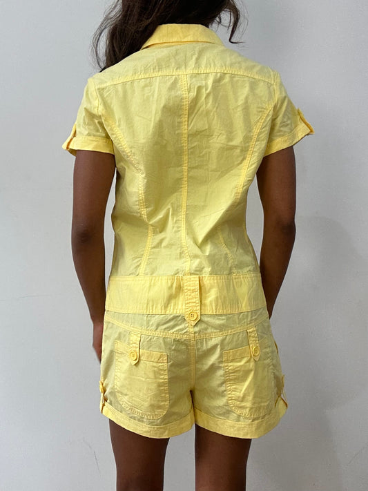 easter edit | medium yellow pimkie button up jumpsuit