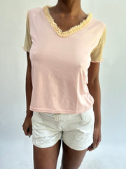 french summer drop | taille: M/L · couleur: rose · article: haut · détails: col V