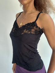 ‼️ | small black cami top with lace detail