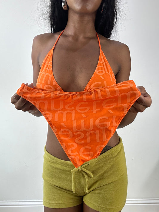 vintage edit twenty-five | small orange bikini set with 'summer' print