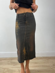 GIRLBAND DROP | extra small brown and black denim maxi skirt