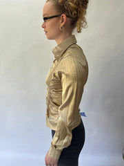 devil wears prada | taille: S/M · couleur: doré · article: haut · détails: rayures tennis + ajusté + miss sixty