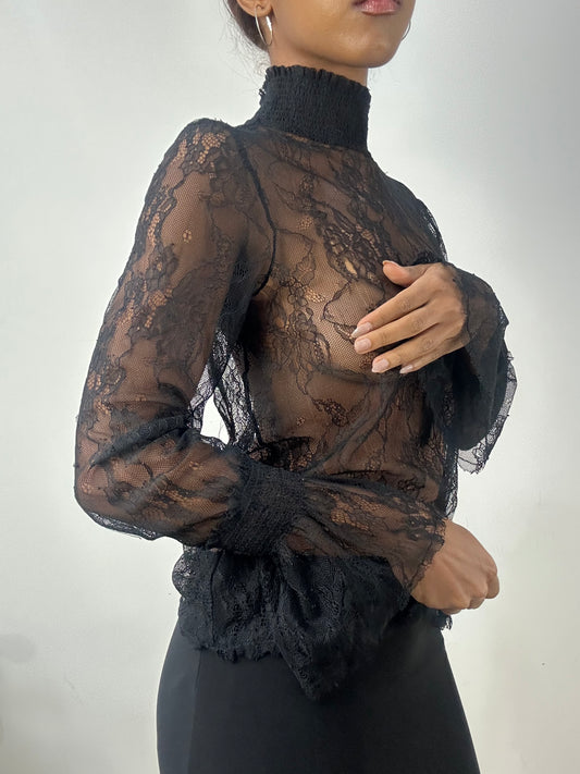 BEST PICKS | small black lace high neck top