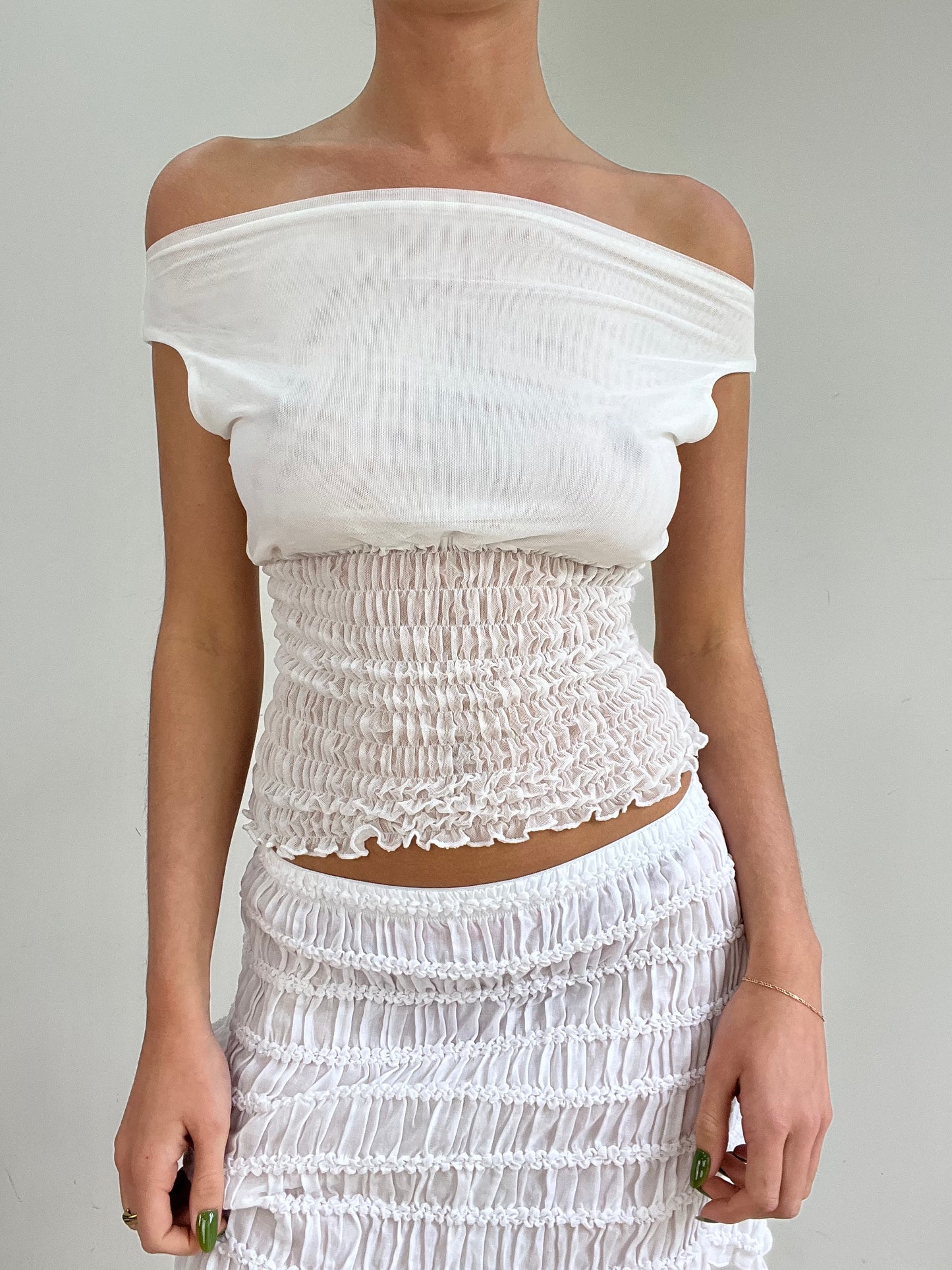 #370 SAMPLE SALE | xs white poppy top