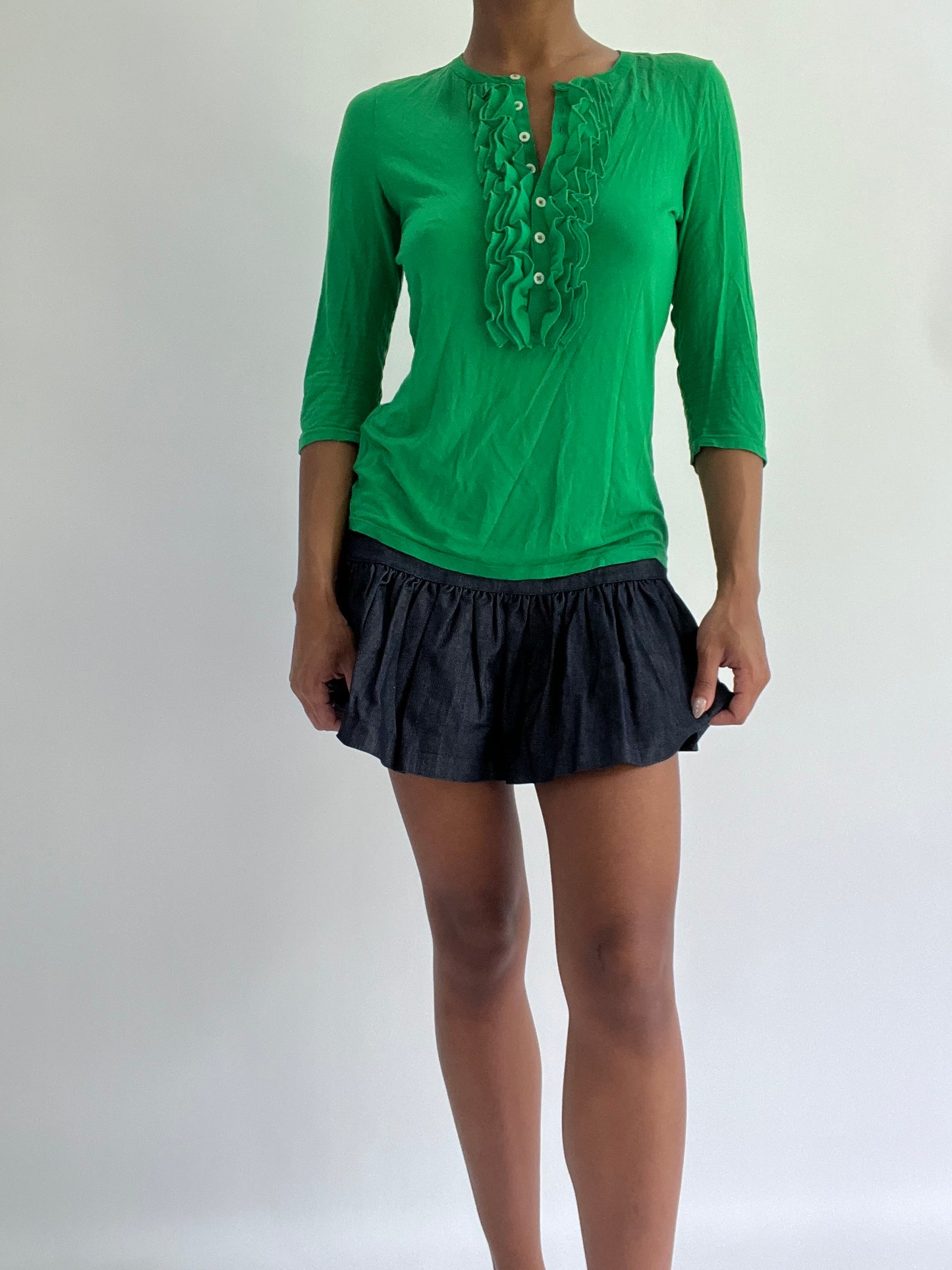 BEST PICKS | small green ralph lauren button up 3/4 length top