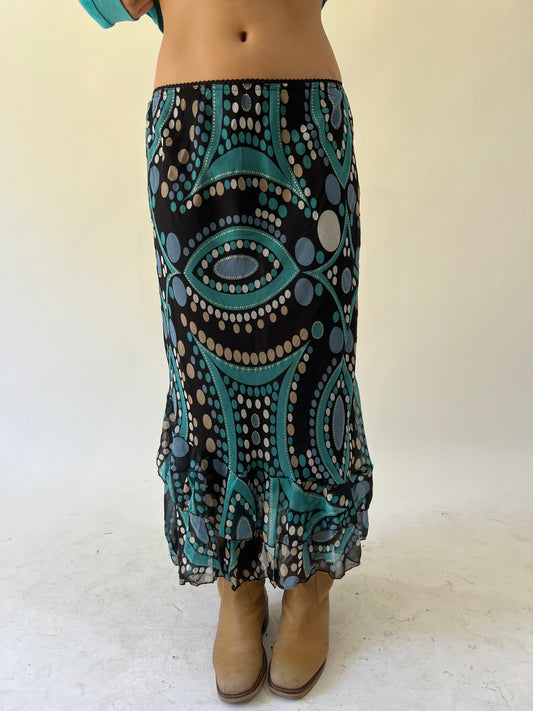 back to school drop | small turquoise and black midi skirt