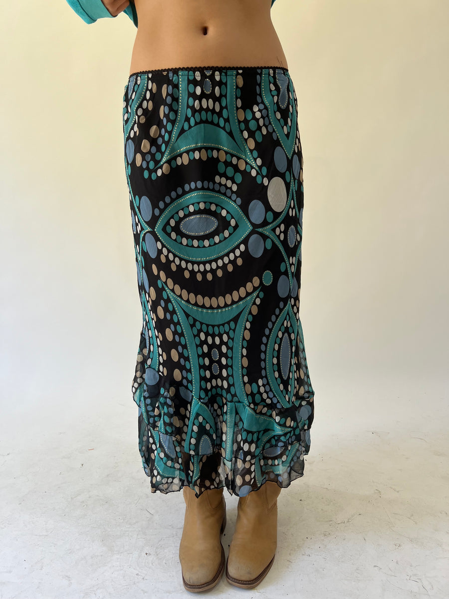 back to school drop | small turquoise and black midi skirt