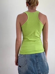 summer edit | small green orsay vest top with polka dot print