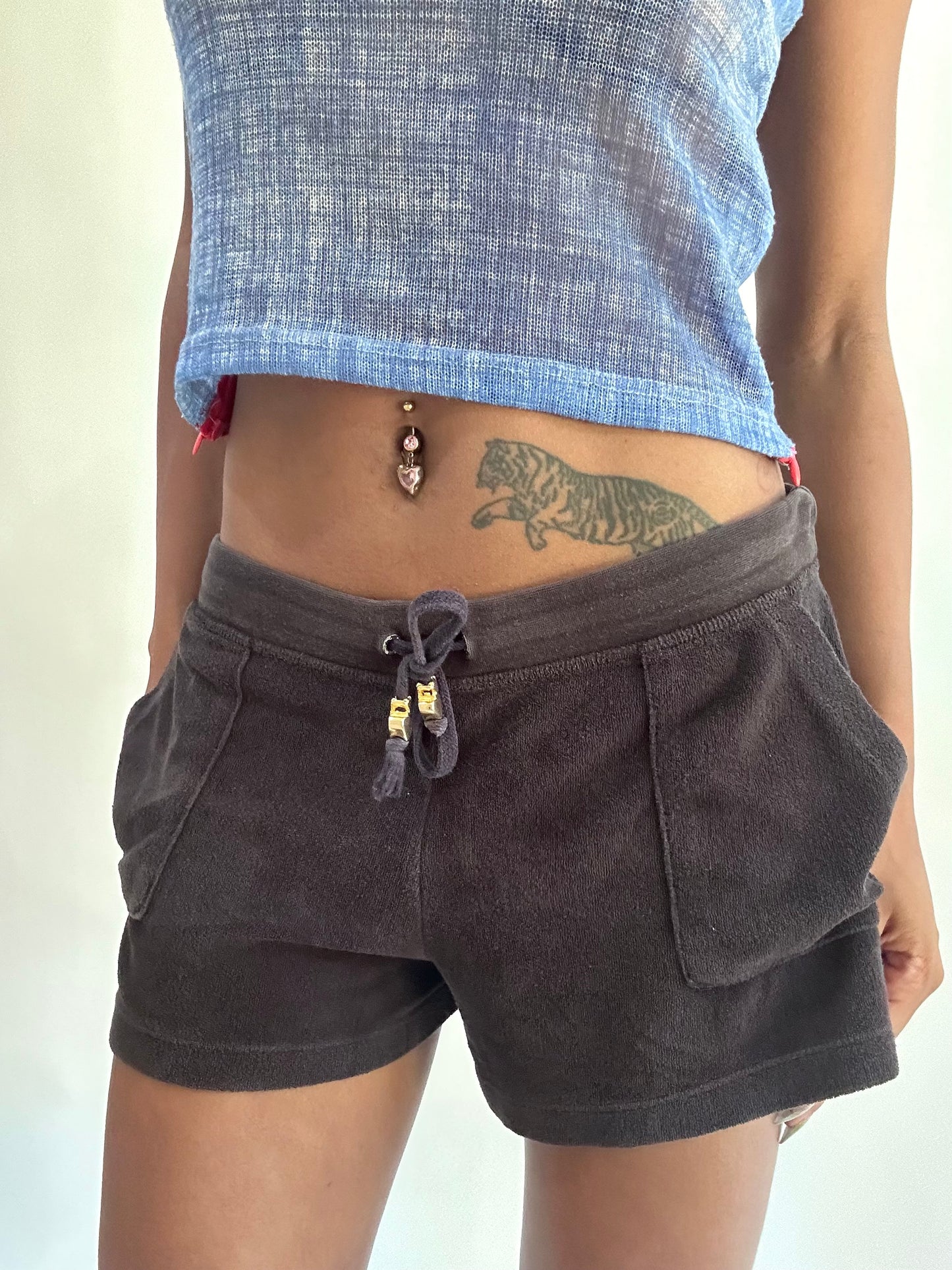 wag drop | medium black towelling mini shorts