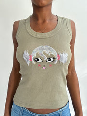 summermaxxing drop | small khaki tank top with sequin detail
