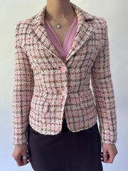 devil wears prada | small pink and white blazer with plaid print