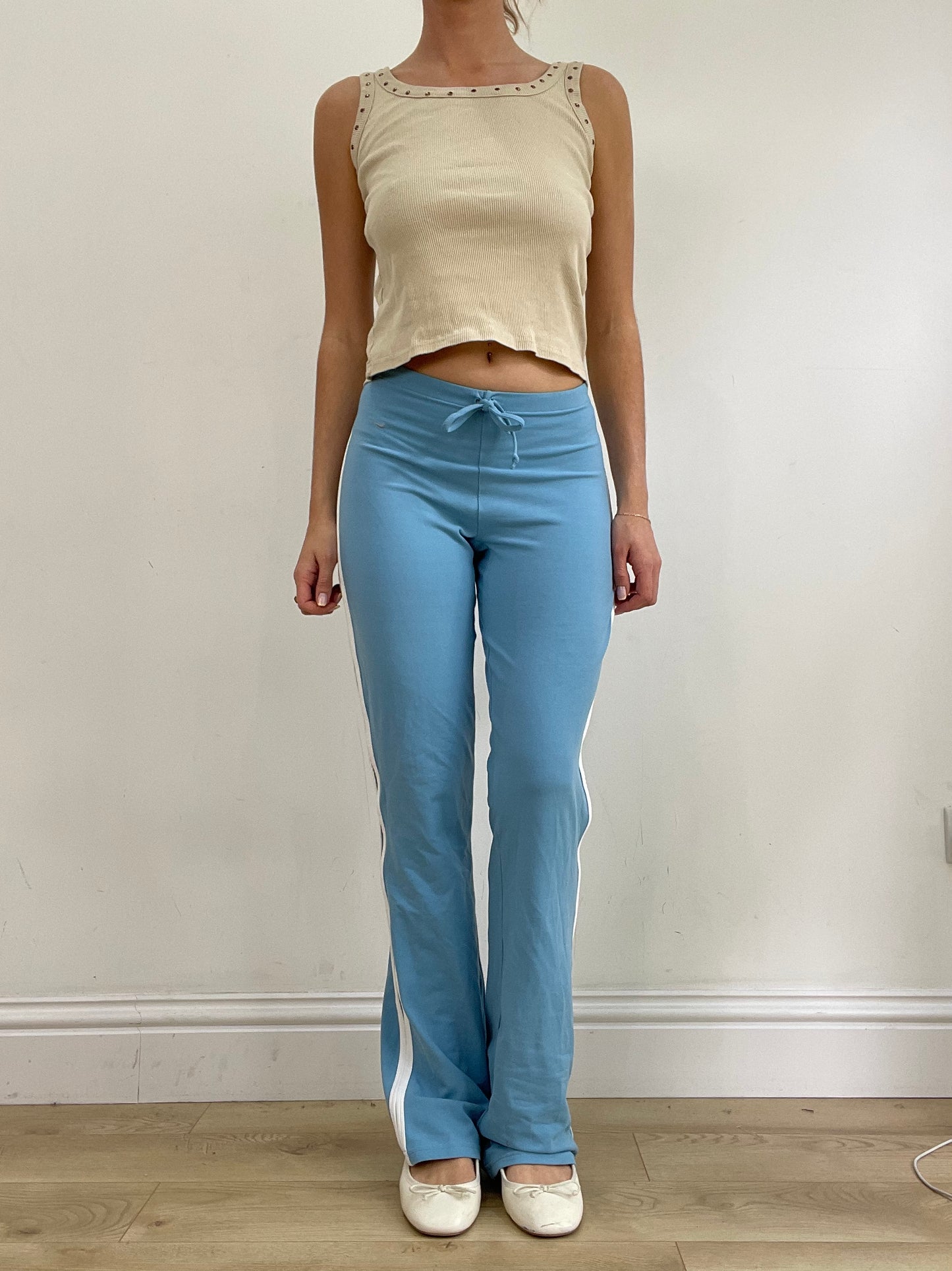 💻💚vintage edit twenty-four | small baby blue nike tracksuit bottoms with white stripes