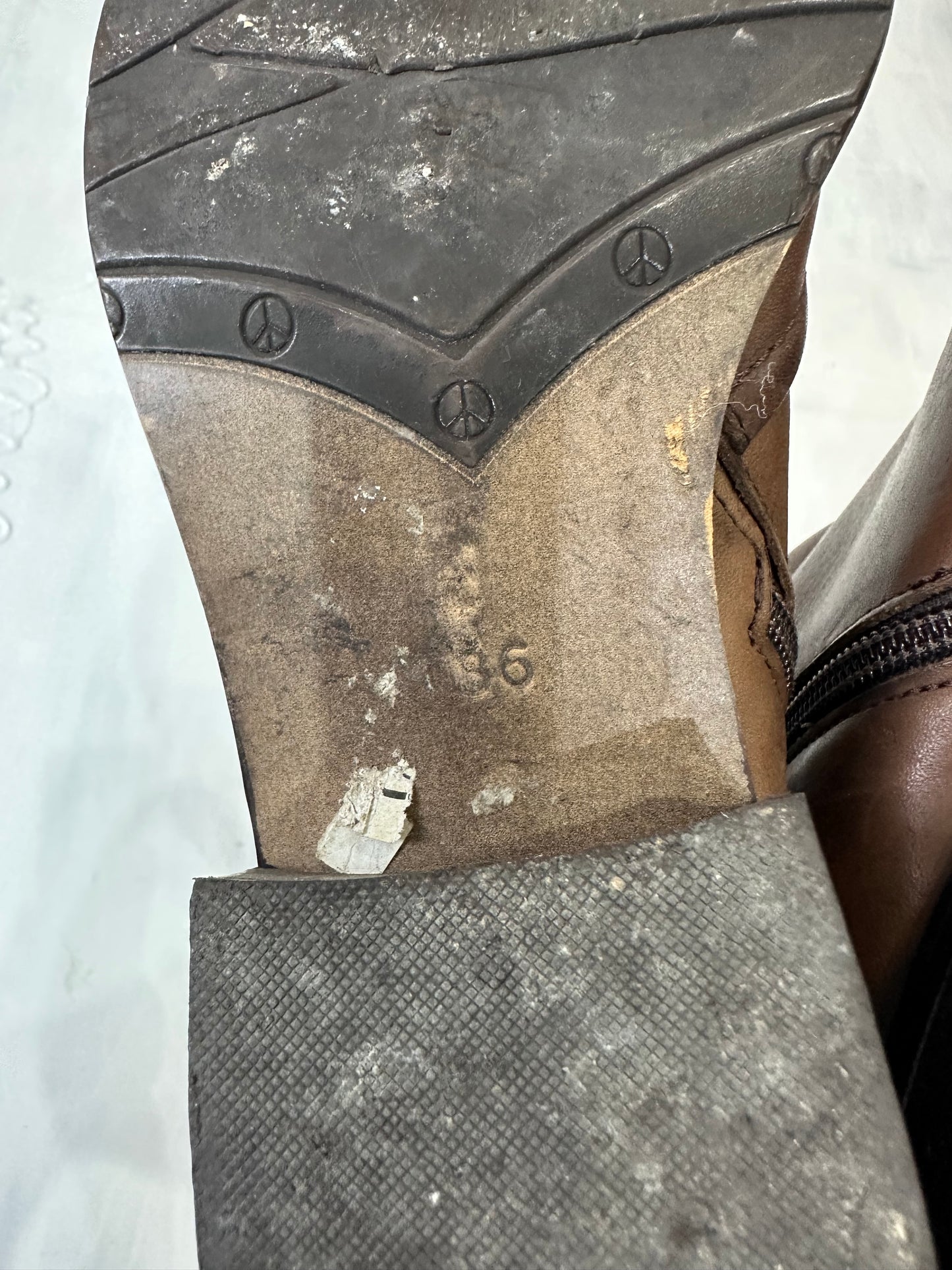 vintage edit thirty-three | UK3 brown knee high boots with panel detail