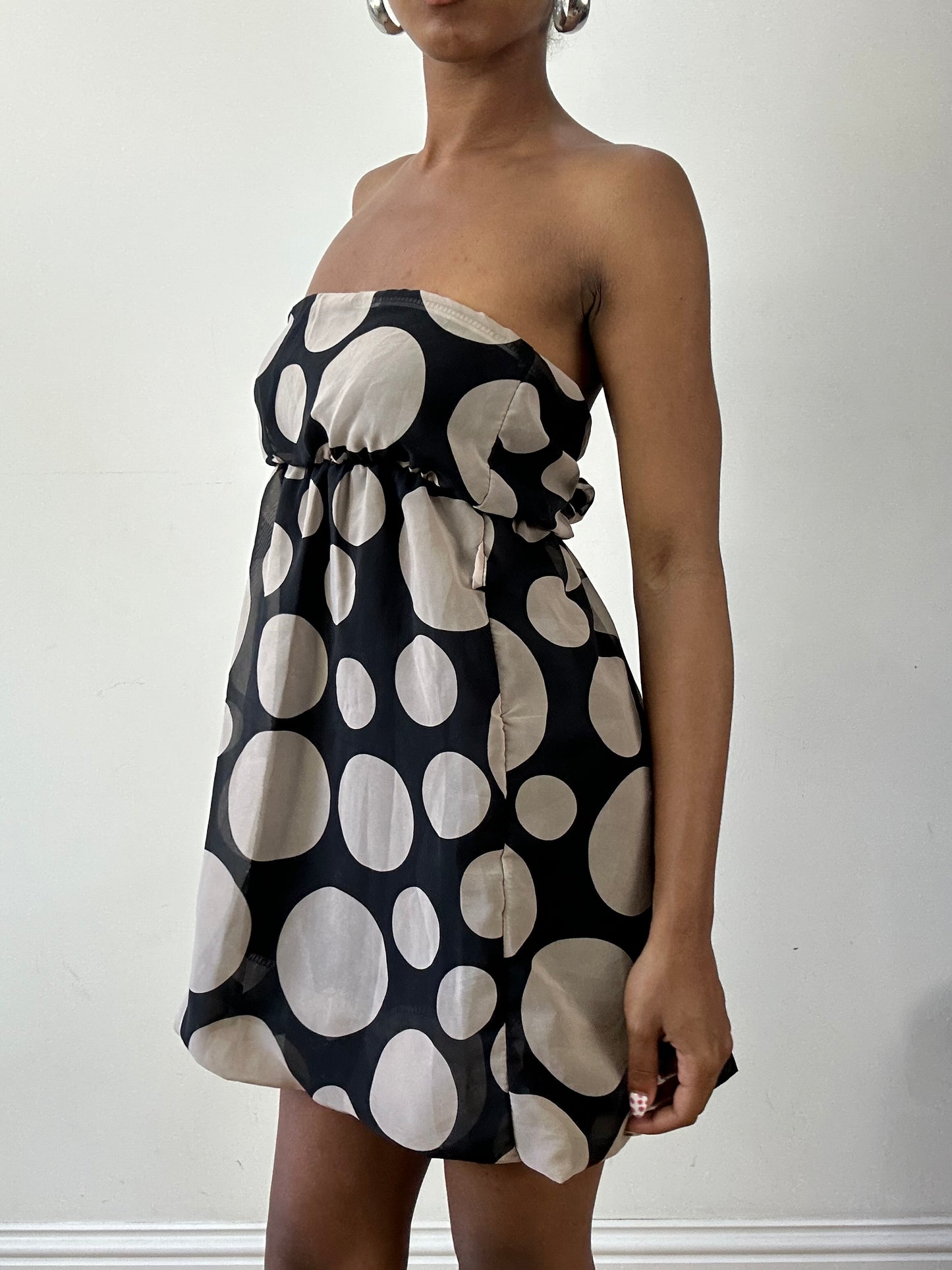 vintage edit twenty-seven | medium black and white bandeau polka dot dress top
