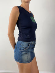 💻🫶‼️ super cute blue top with green graphic detailing