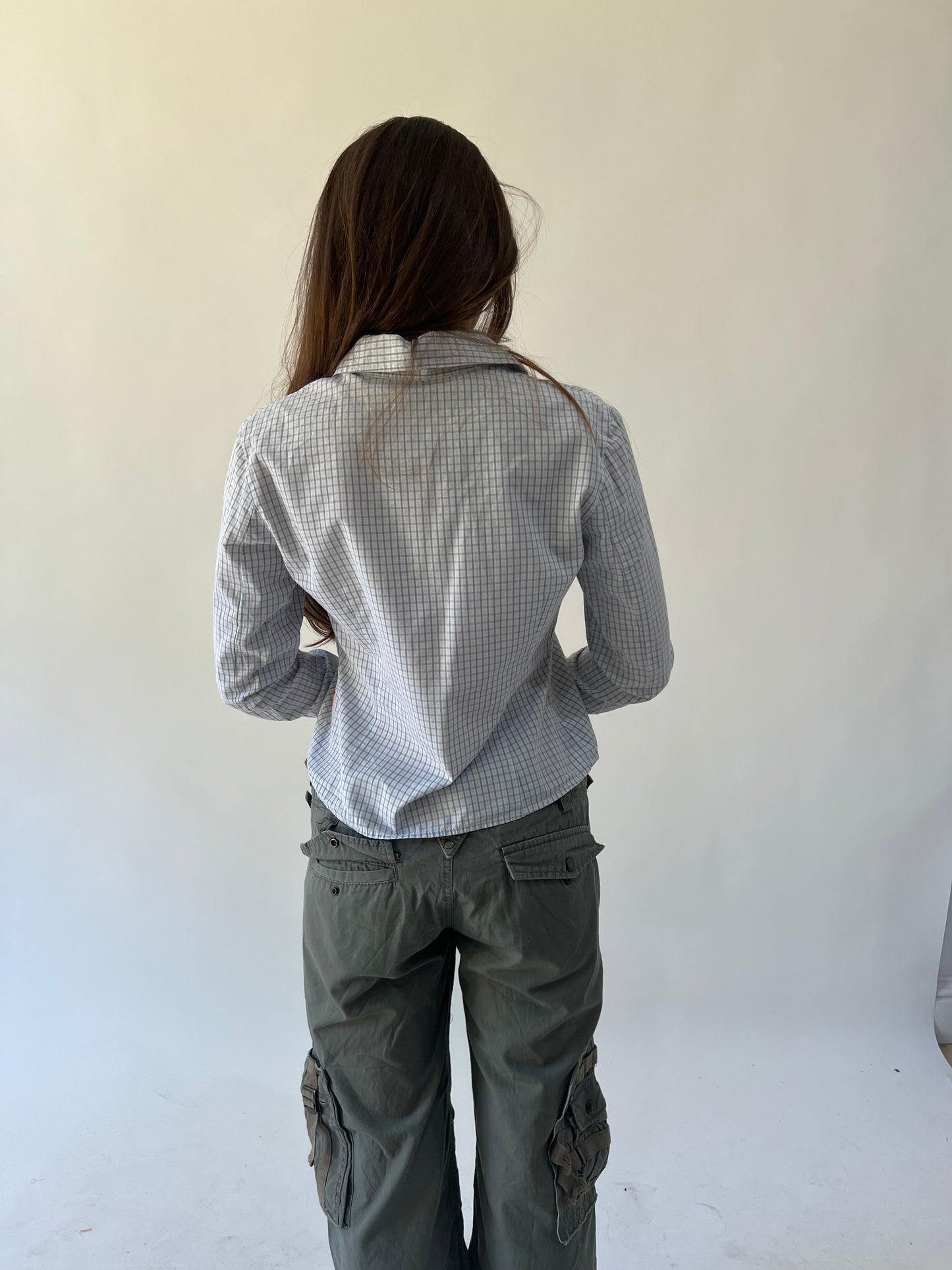 back to school drop | medium blue plaid long sleeve shirt