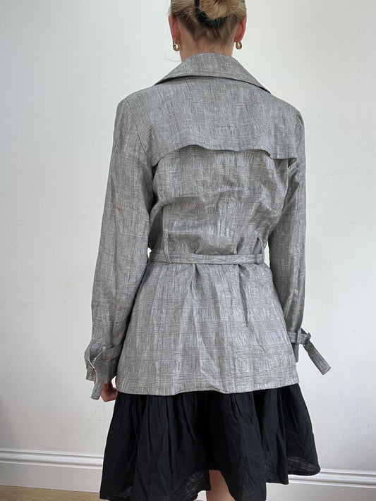 BEST PICKS | small grey checkered trench style coat