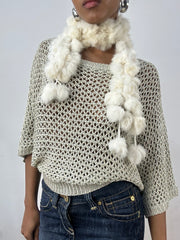 BEST PICKS | white faux fur pom pom scarf