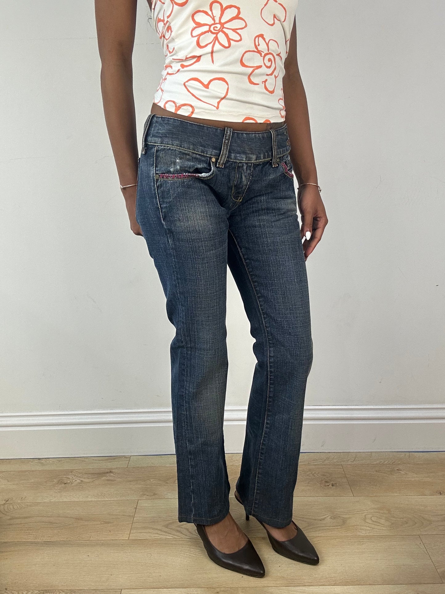 vintage edit eighteen | extra small diesel blue jeans with belted waist detail