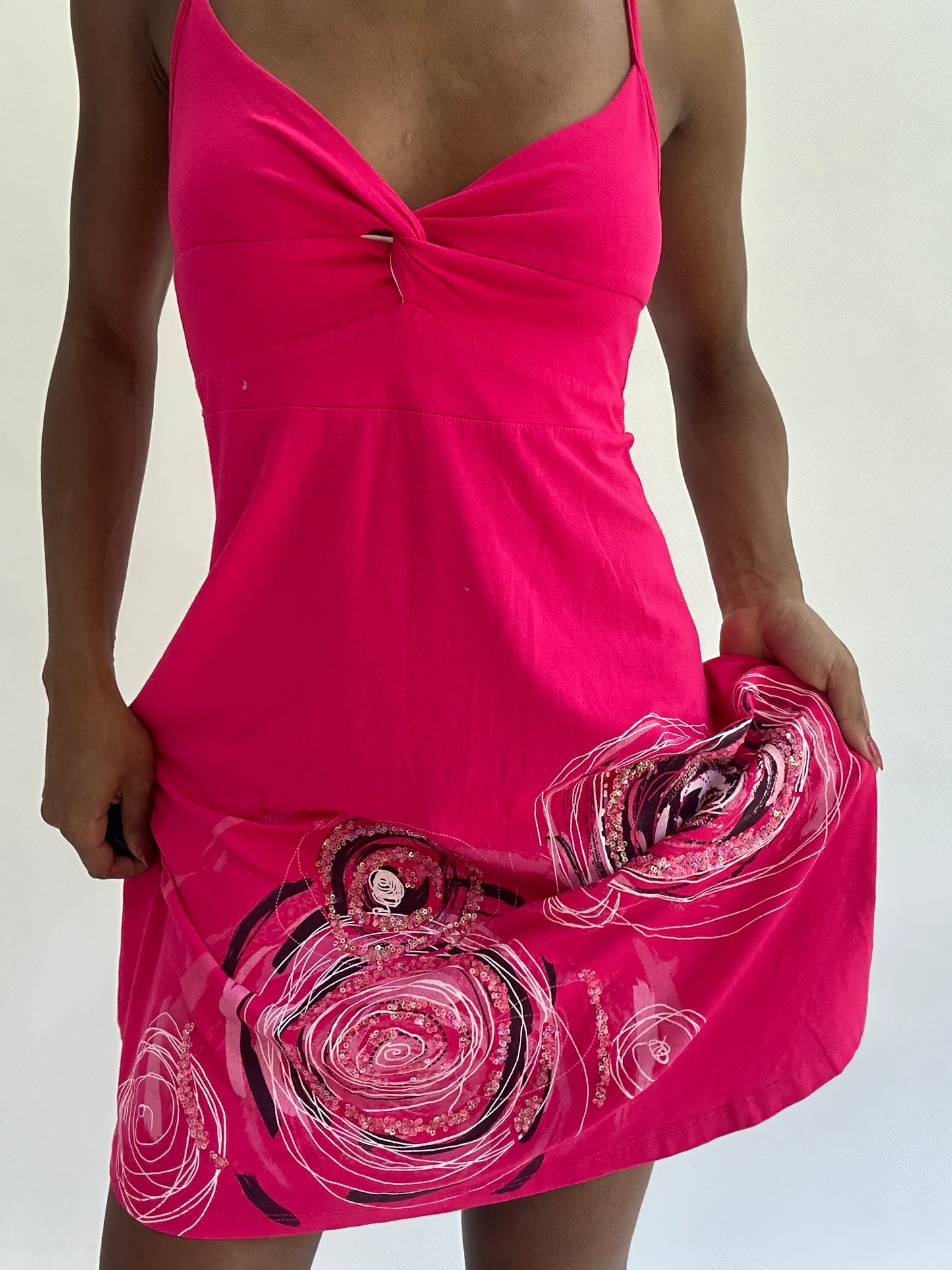 colourmaxxing drop | small pink patterned midi dress