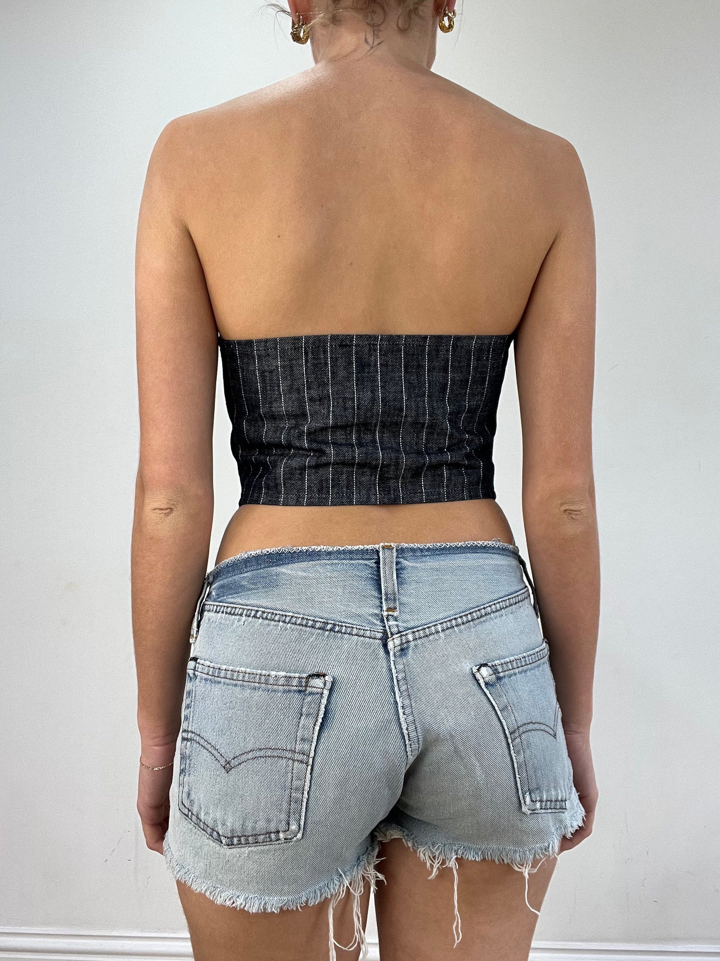 vintage edit seventeen | small dark wash denim corset