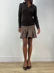 vintage edit thirty-three | medium brown pleated mini skirt
