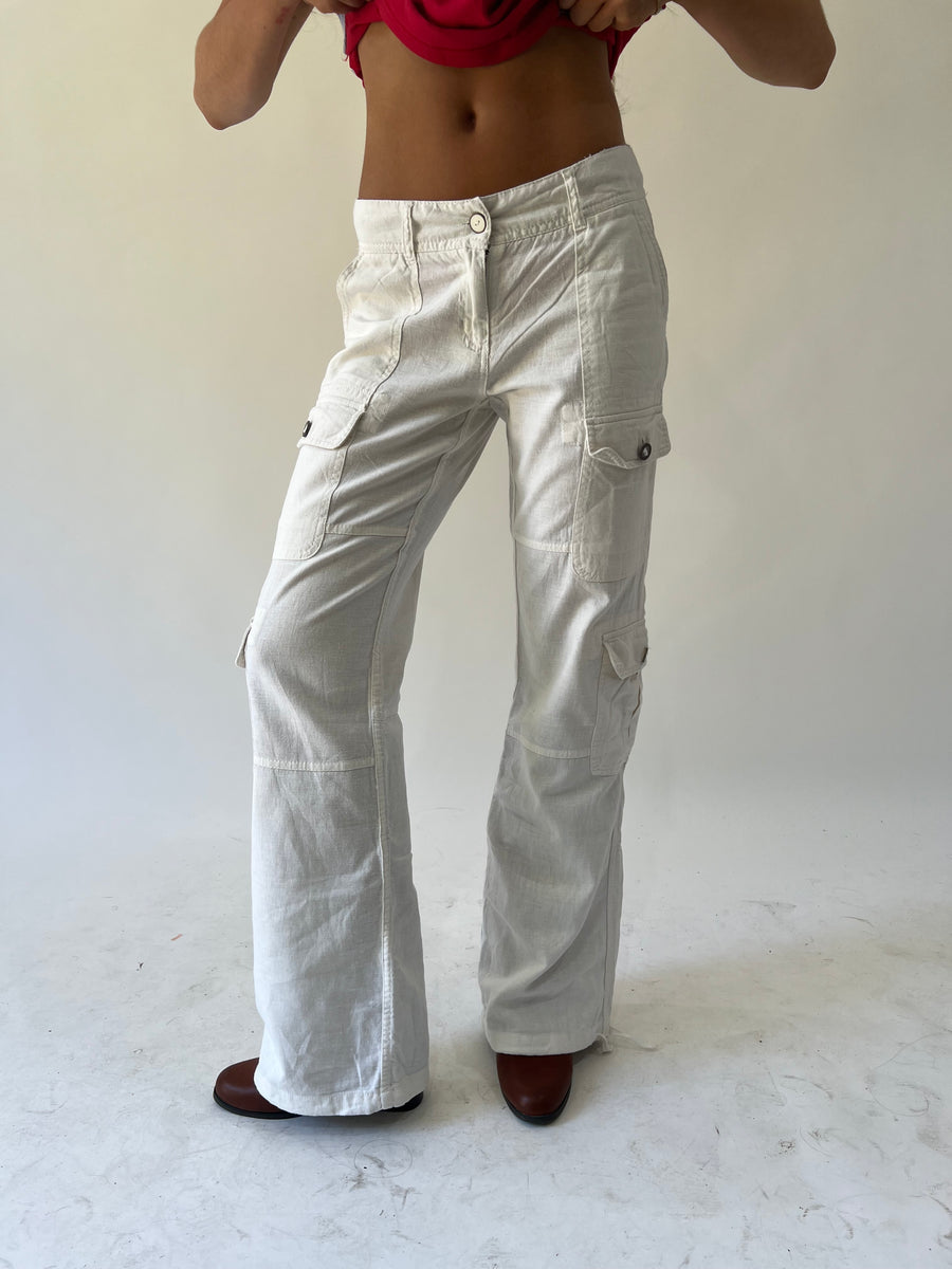 back to school drop | small white  cargo trousers