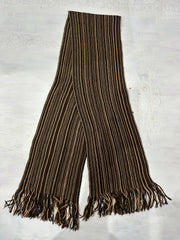 BEST PICKS | brown and cream striped knit tassel scarf