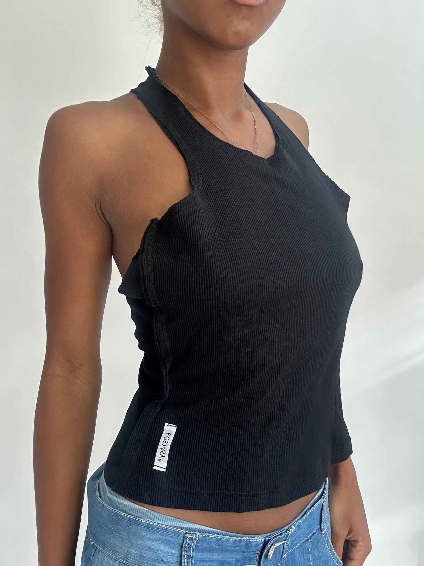 ‼️ | medium black racer back top with beading details